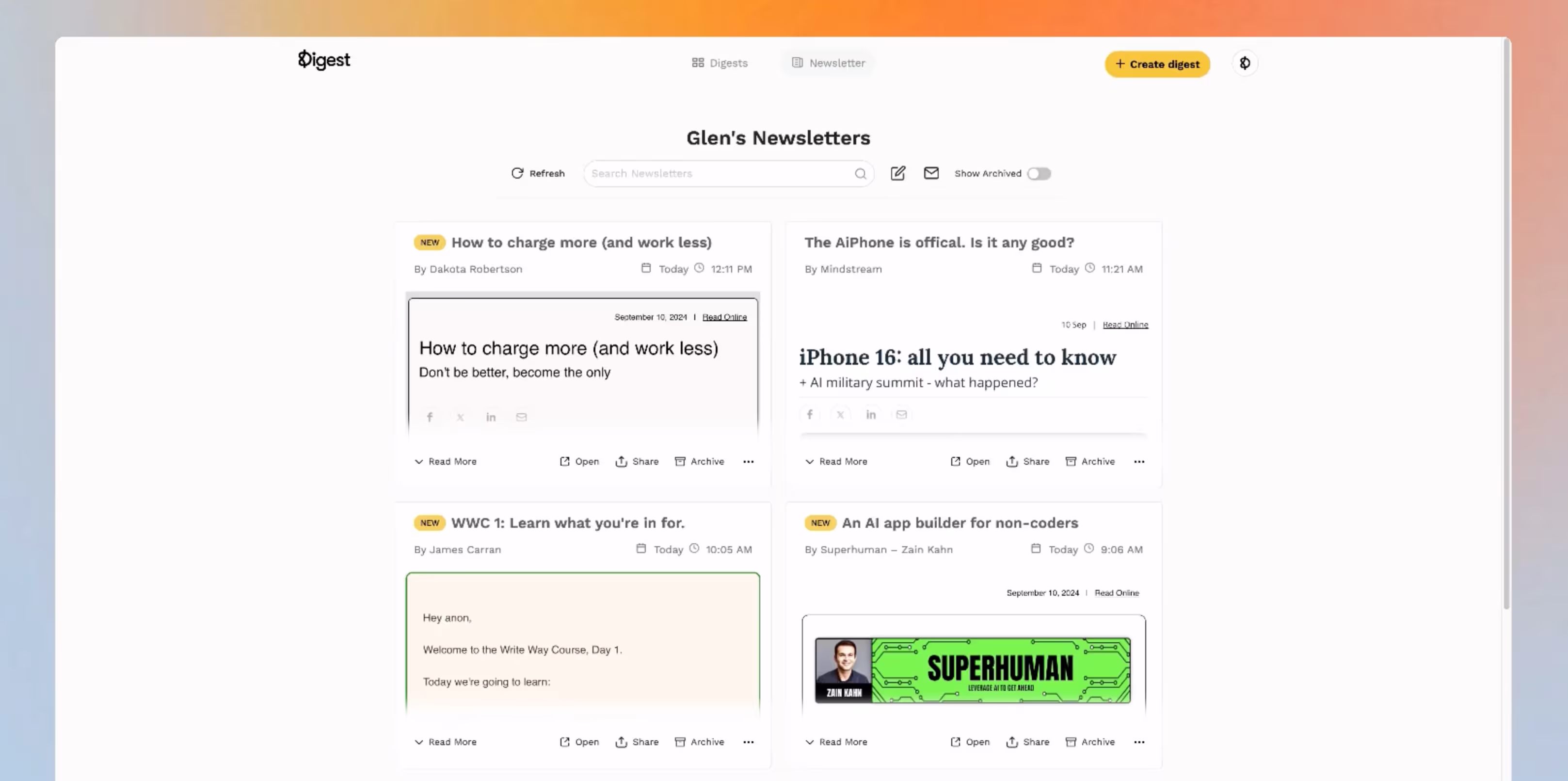 The Digest Newsletter Reader is now in Beta